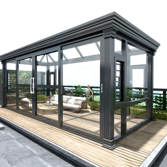 Alucasa Custom 10 x 12 12 x 20 freistehendes Low-E-Glashaus, 4-Jahreszeiten-Solarium, Veranda, Aluminium-Wintergärten