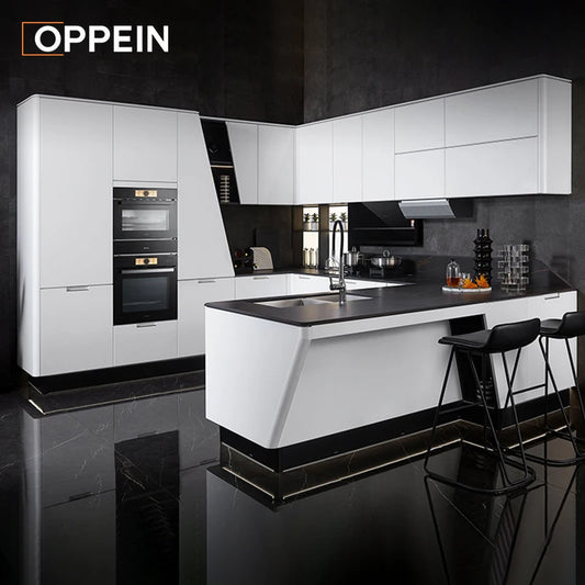 OPPEIN Custom Full Luxury Lack Doppelwaschbecken Inselschränke Küchenmöbel Design Küchenschrank Modern/Küchenschrank