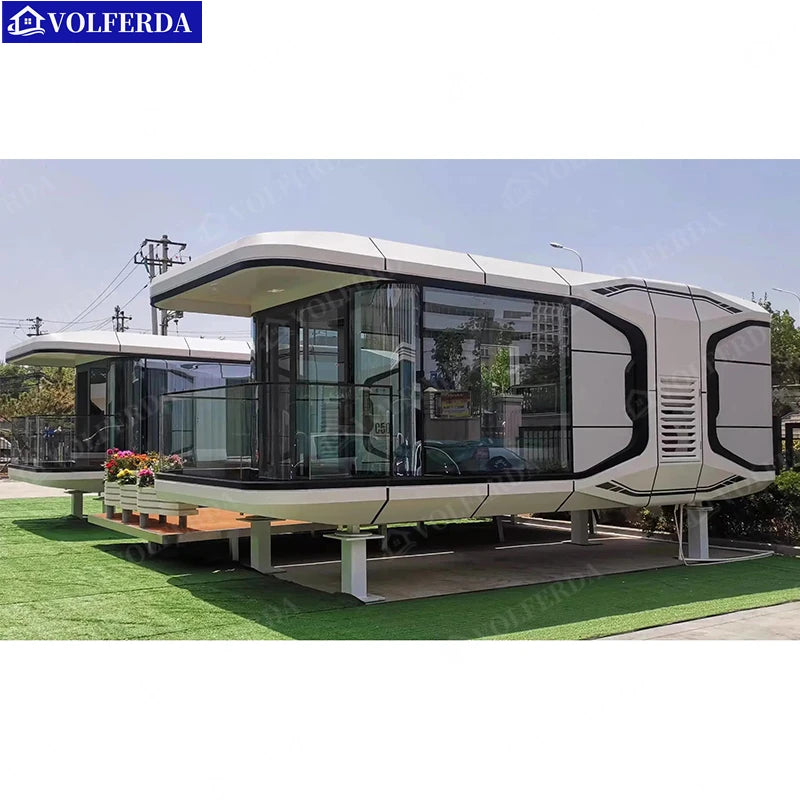 Moderne Smart Container Mobile Knockdown Solar Fertighaus Stahlkonstruktion Camp 11,5 Space Capsule Cabin House Home Hotel mit Toilette