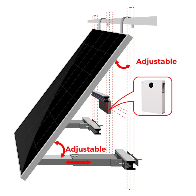 Balkon-Solar-Photovoltaikanlage 600 W/800 W, umschaltbar, Plug-and-Play-Balkon-Photovoltaikanlage, Leistung 600 W, 800 W, 2,56 kWh, IP65