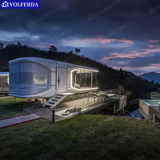 Moderne Smart Container Mobile Knockdown Solar Fertighaus Stahlkonstruktion Camp 11,5 Space Capsule Cabin House Home Hotel mit Toilette